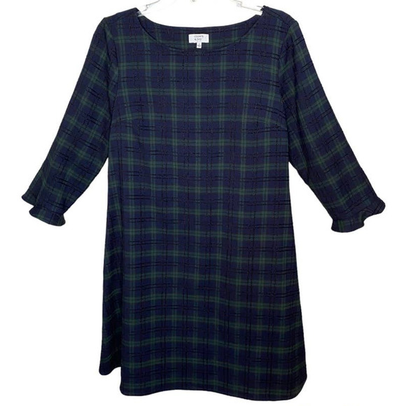 Women's Crown & Ivy Bow Back Tartan Plaid Holiday Christmas Dress Navy Small - Picture 8 of 8